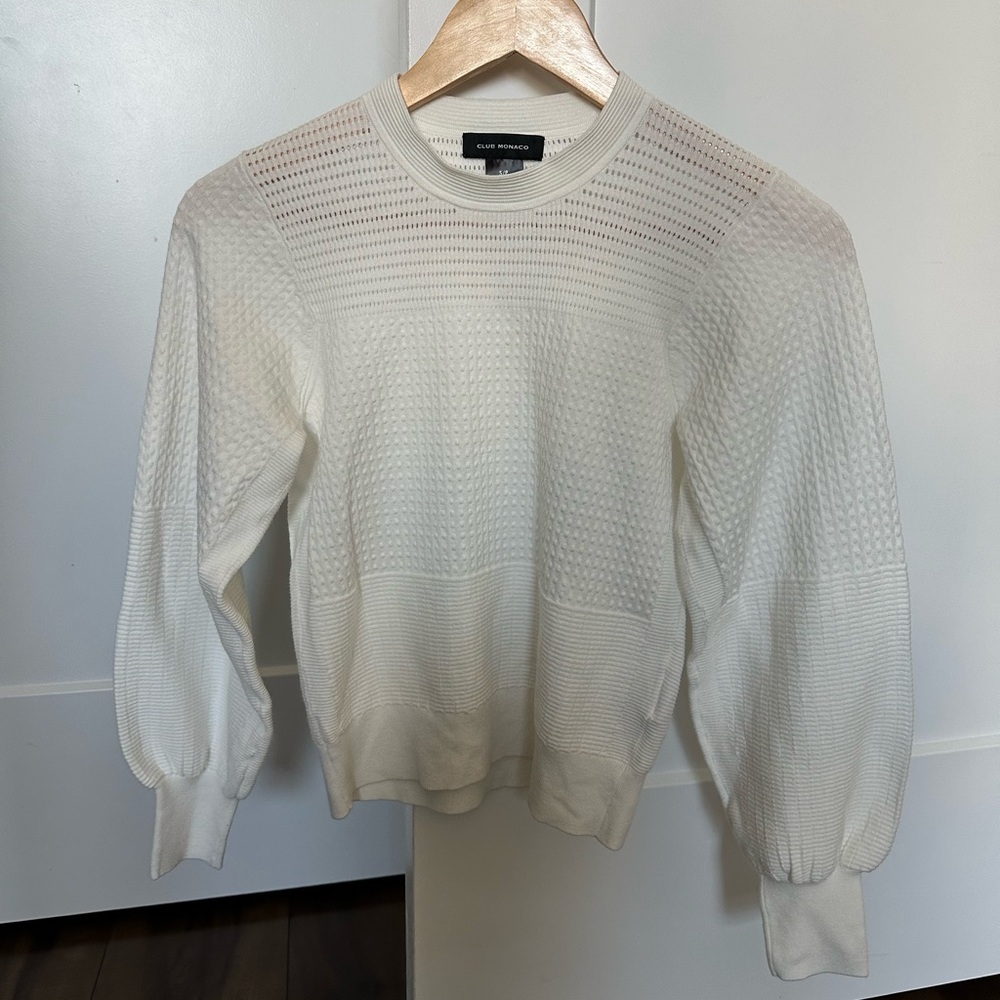 Club Monaco White Textured Top